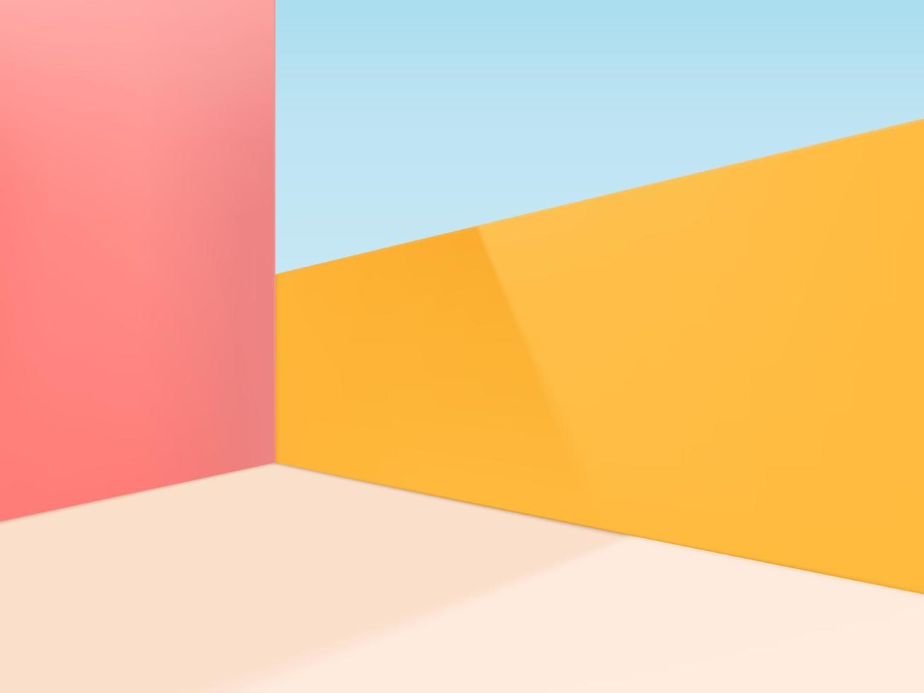 Vector Minimal Geometric Shapes Studio Shot Background. Pink, Beige and Yellow