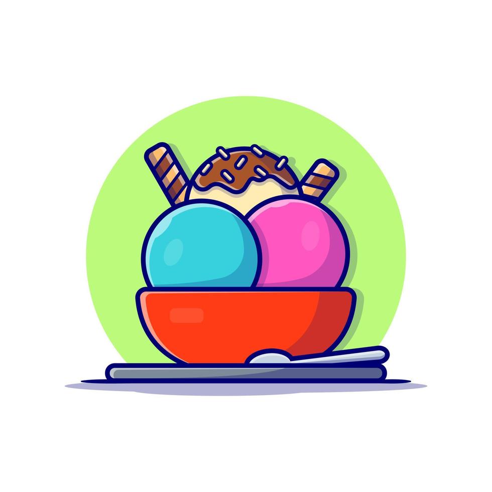 Ice Cream Scoop Cartoon Vector Icon Illustration. Food And  Drink Icon Concept Isolated Premium Vector. Flat Cartoon  Style