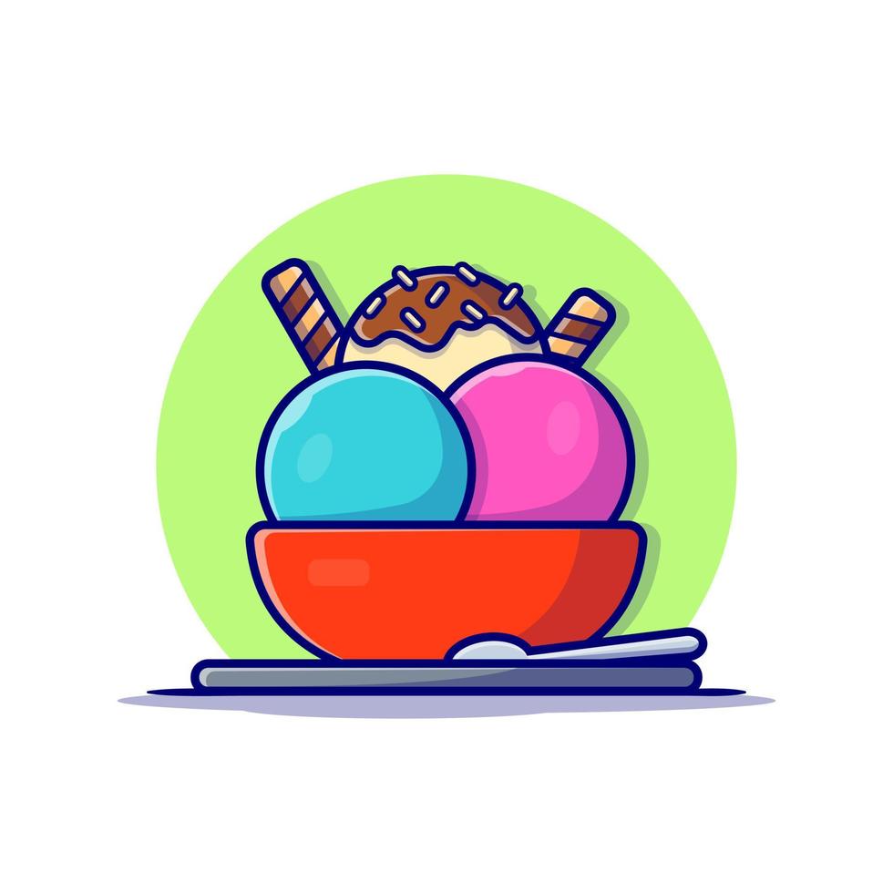 Ilustración de icono de vector de dibujos animados de cuchara de helado. concepto de icono de comida y bebida vector premium aislado. estilo de dibujos animados plana