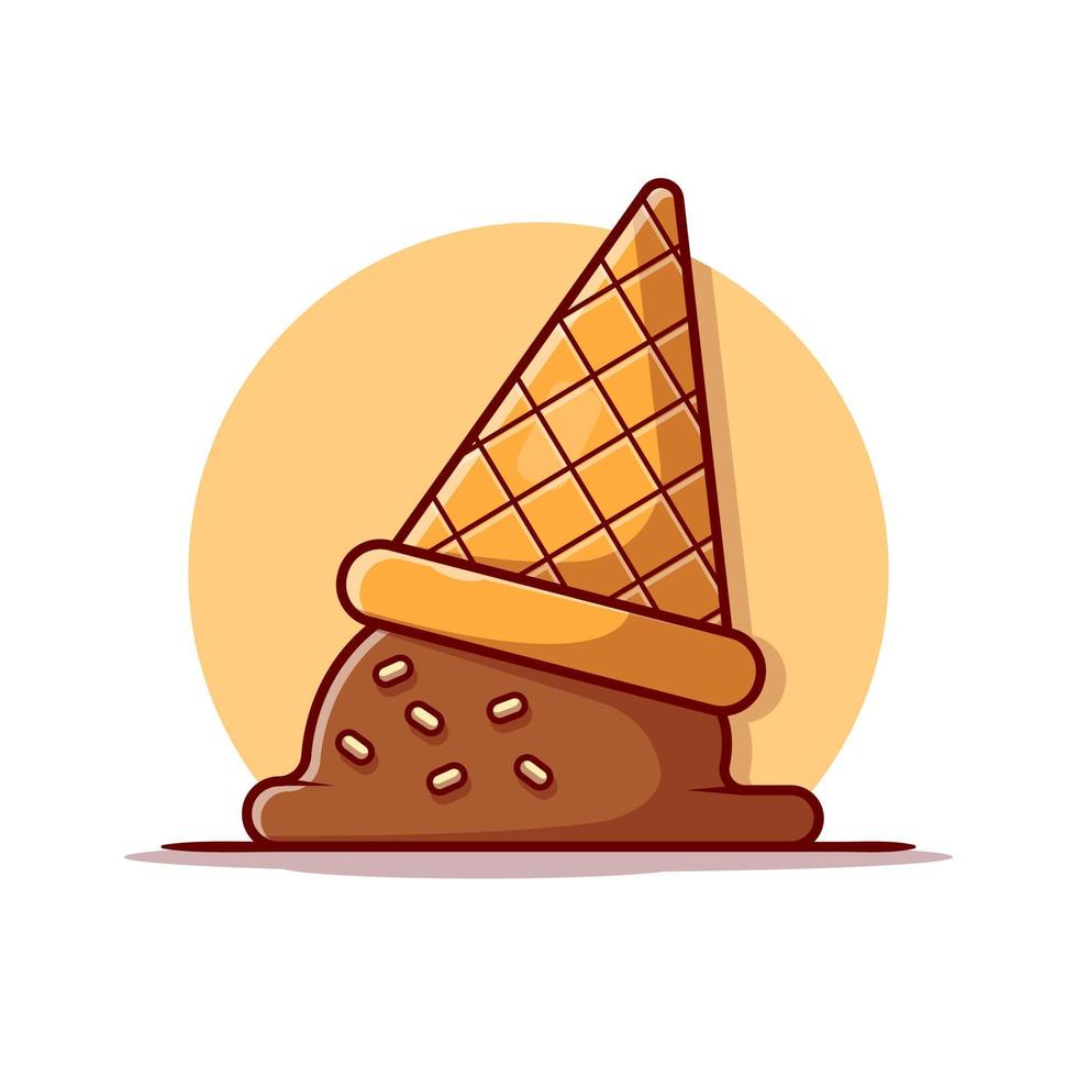 Ilustración de icono de vector de dibujos animados de cono de helado. concepto de icono de comida y bebida vector premium aislado. estilo de dibujos animados plana