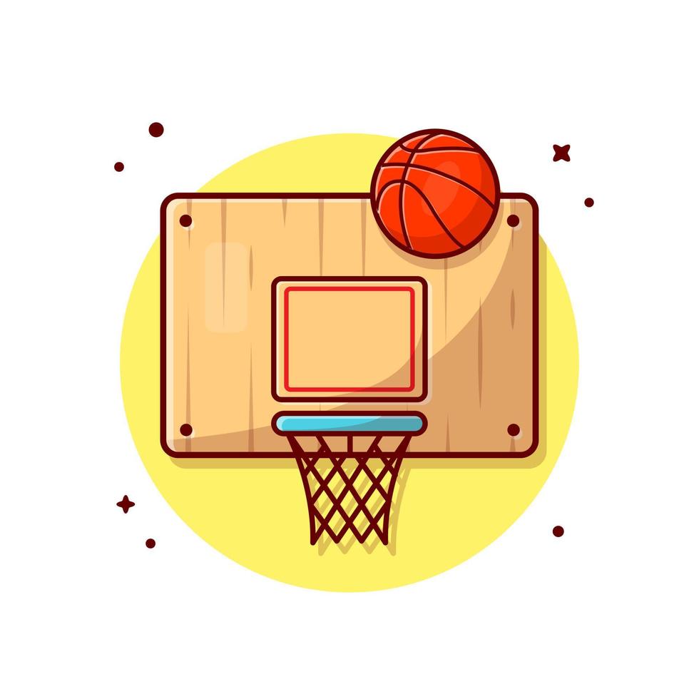 ilustración de icono de vector de dibujos animados de baloncesto y anillo. concepto de icono de objeto deportivo vector premium aislado. estilo de dibujos animados plana