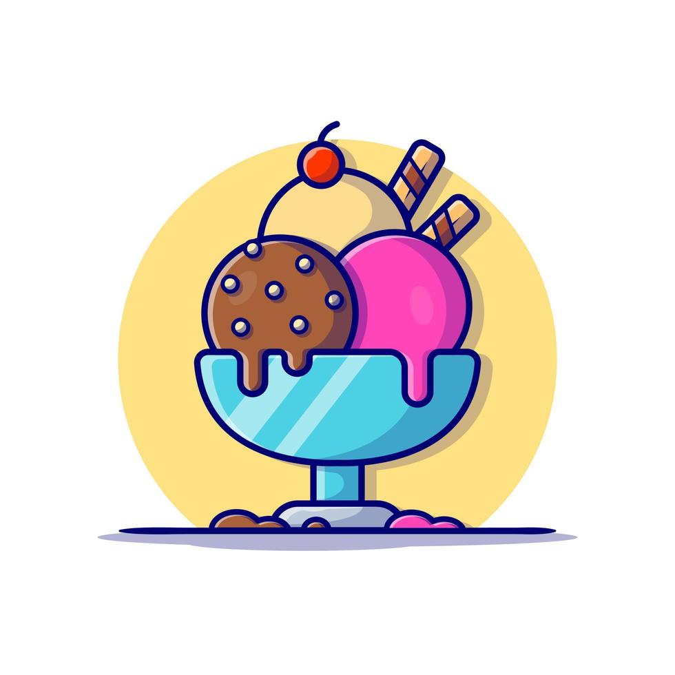 Ilustración de icono de vector de dibujos animados de cuchara de helado. concepto de icono de comida y bebida vector premium aislado. estilo de dibujos animados plana