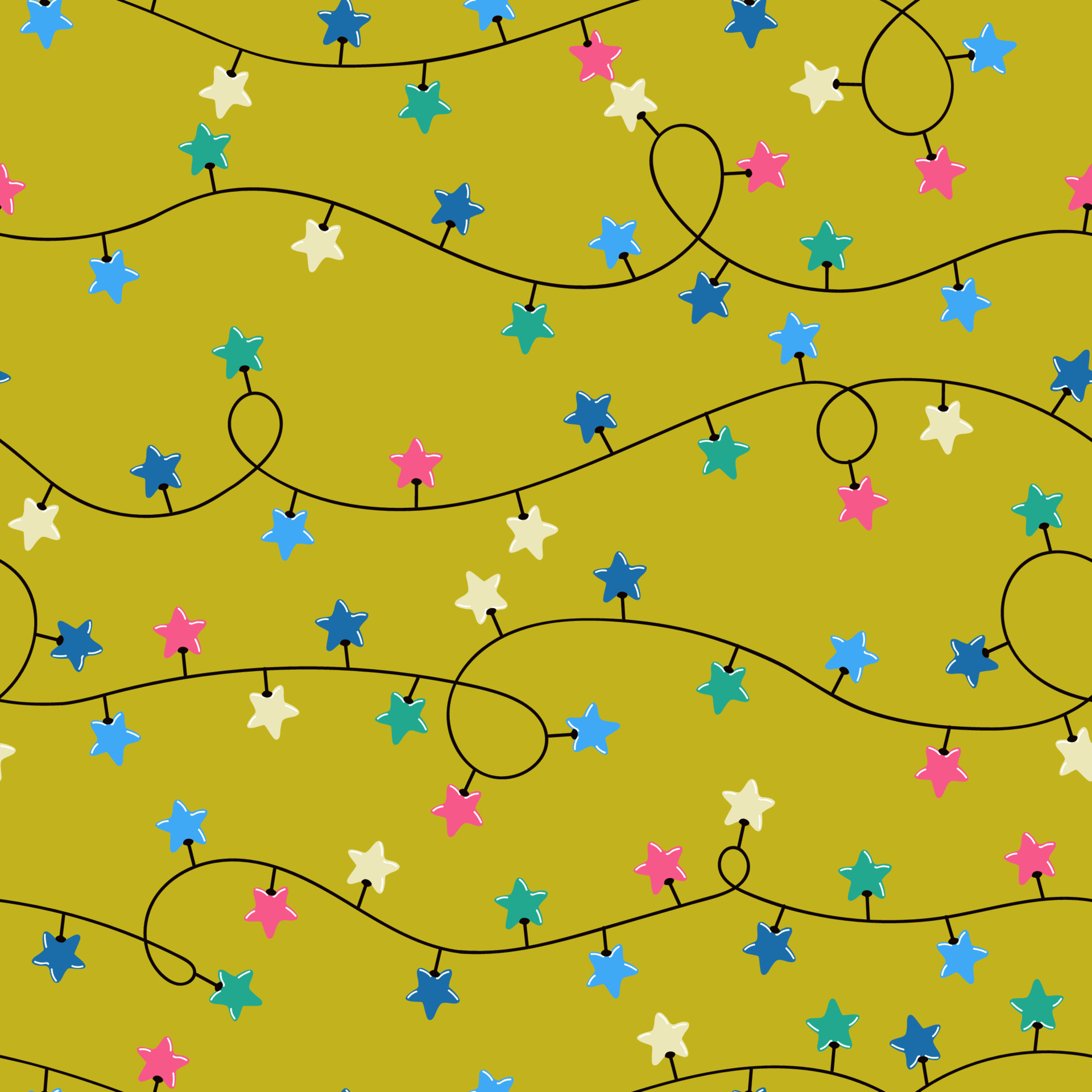 Christmas Lights All Over Yellow Wrapping Paper 