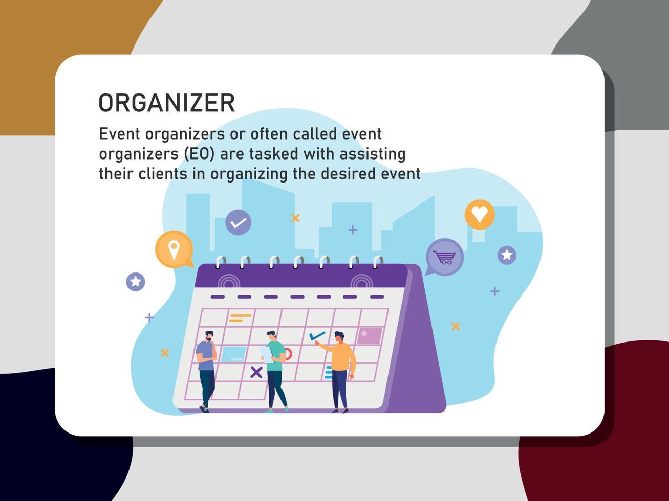 illustration design of a group at work organizing an event vector