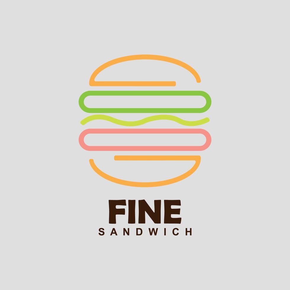 logotipo de comida de hamburguesa y sándwich con concepto simple vector