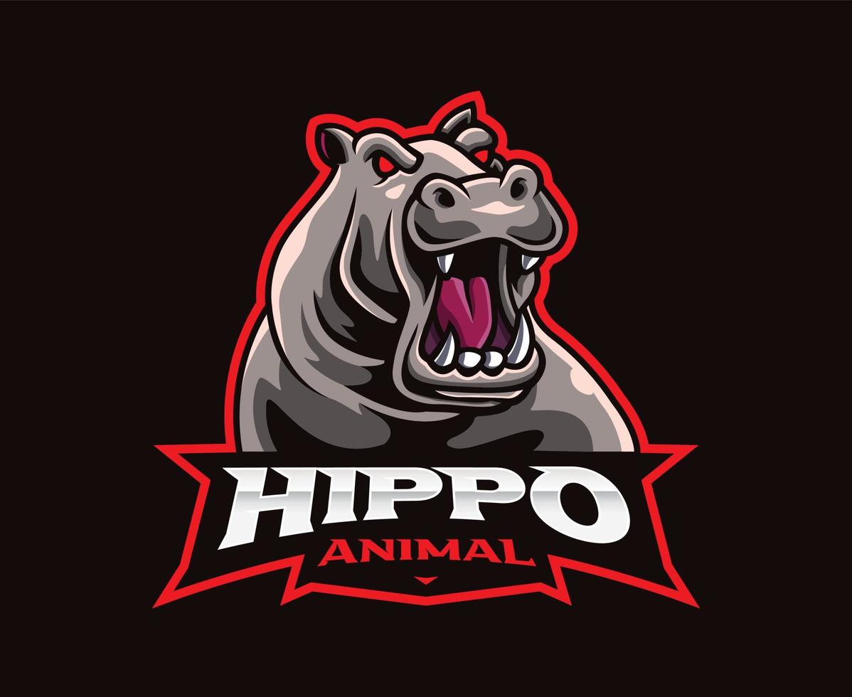 Hippo mascot logo design vector