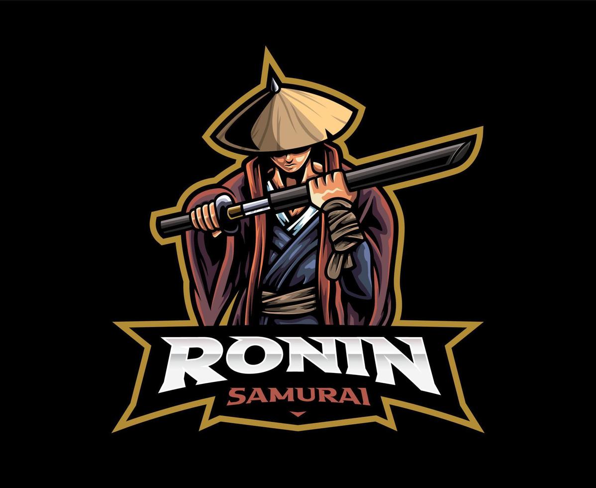 diseño del logotipo de la mascota samurái ronin vector