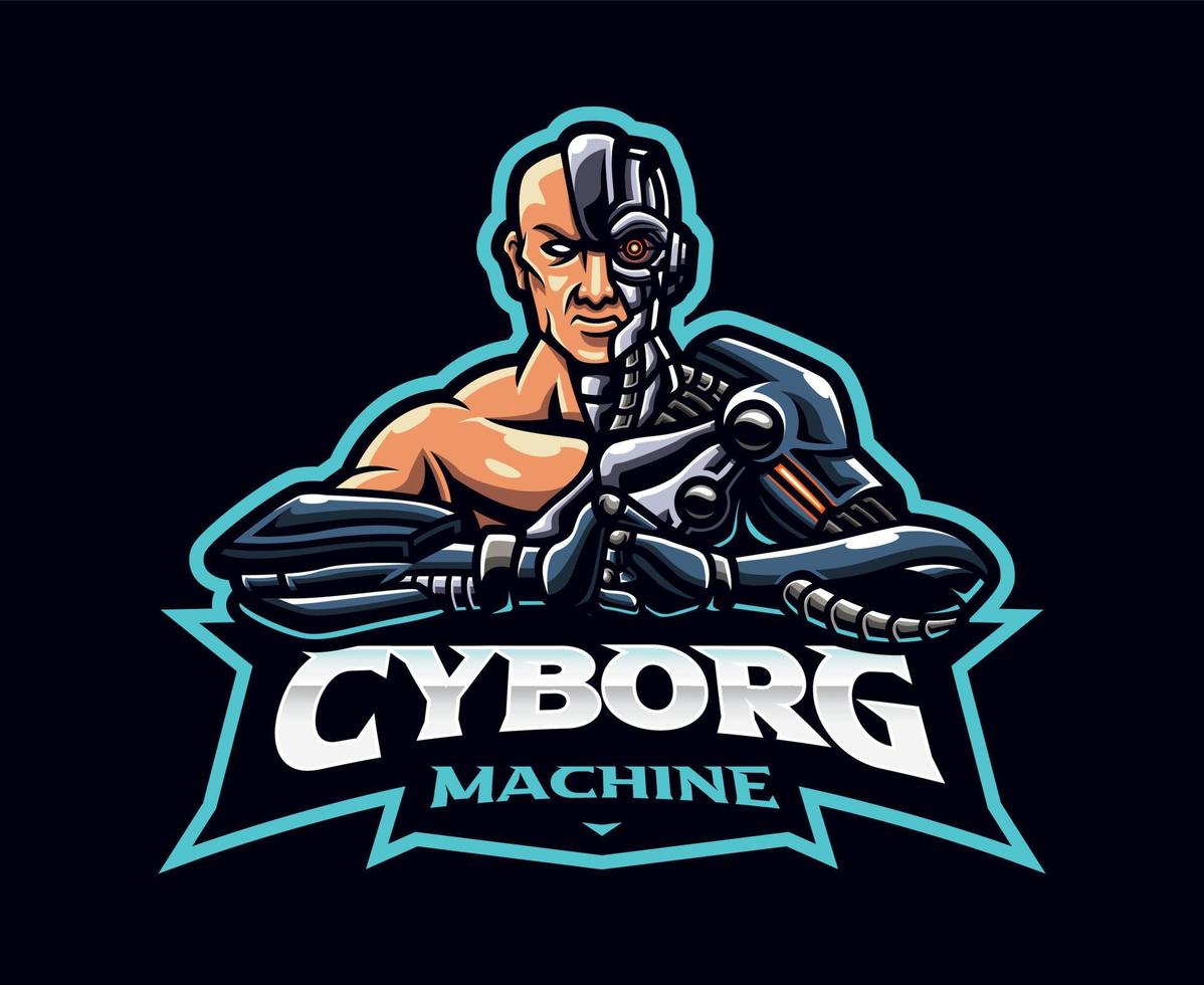 diseño de logotipo de mascota cyborg vector