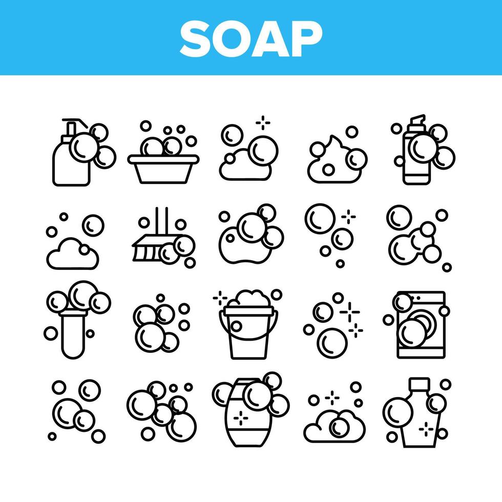 Soap Bubbles And Foam Collection Icons Set Vector
