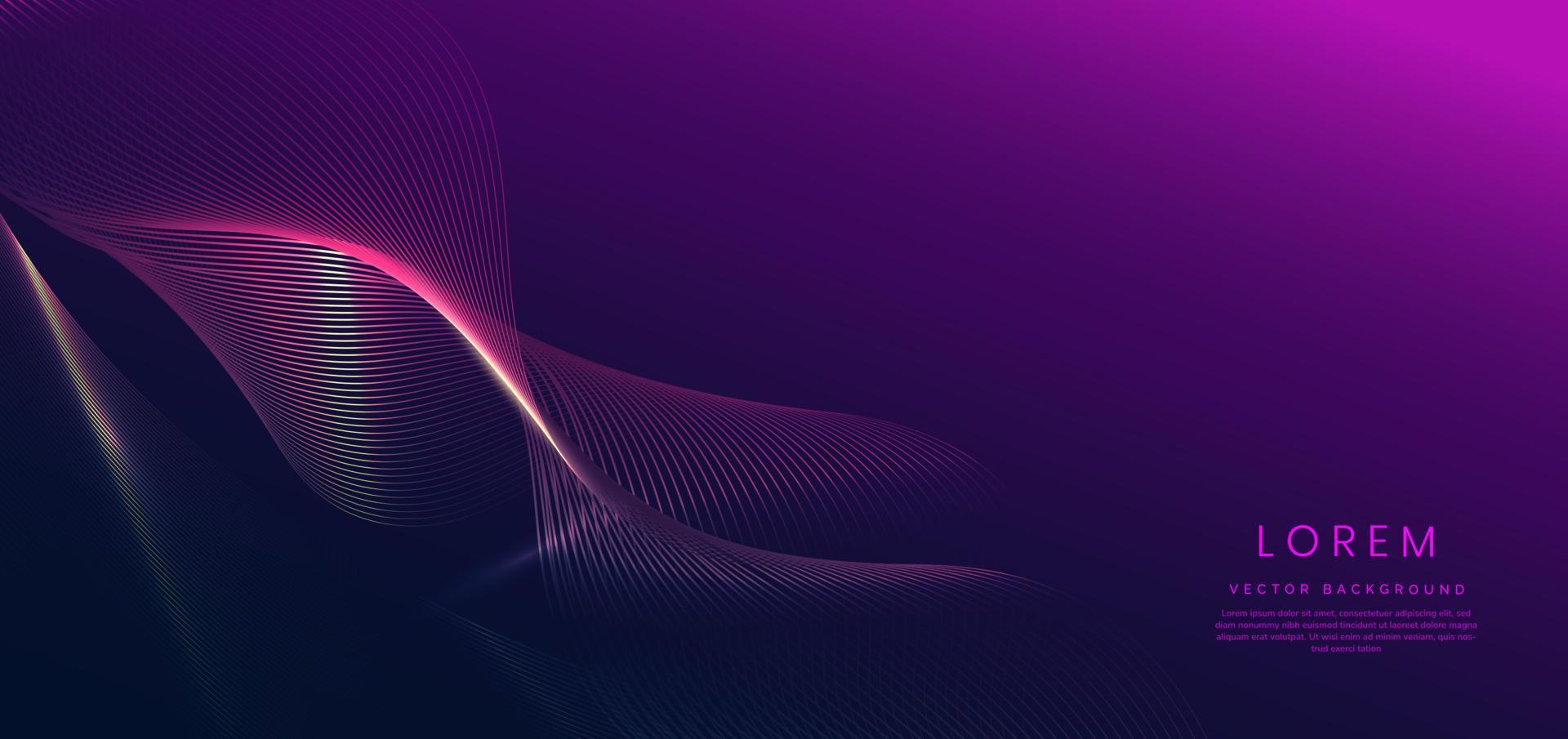 Abstract luxury golden lines curved overlapping on dark blue and purple background. Template premium award design. vector