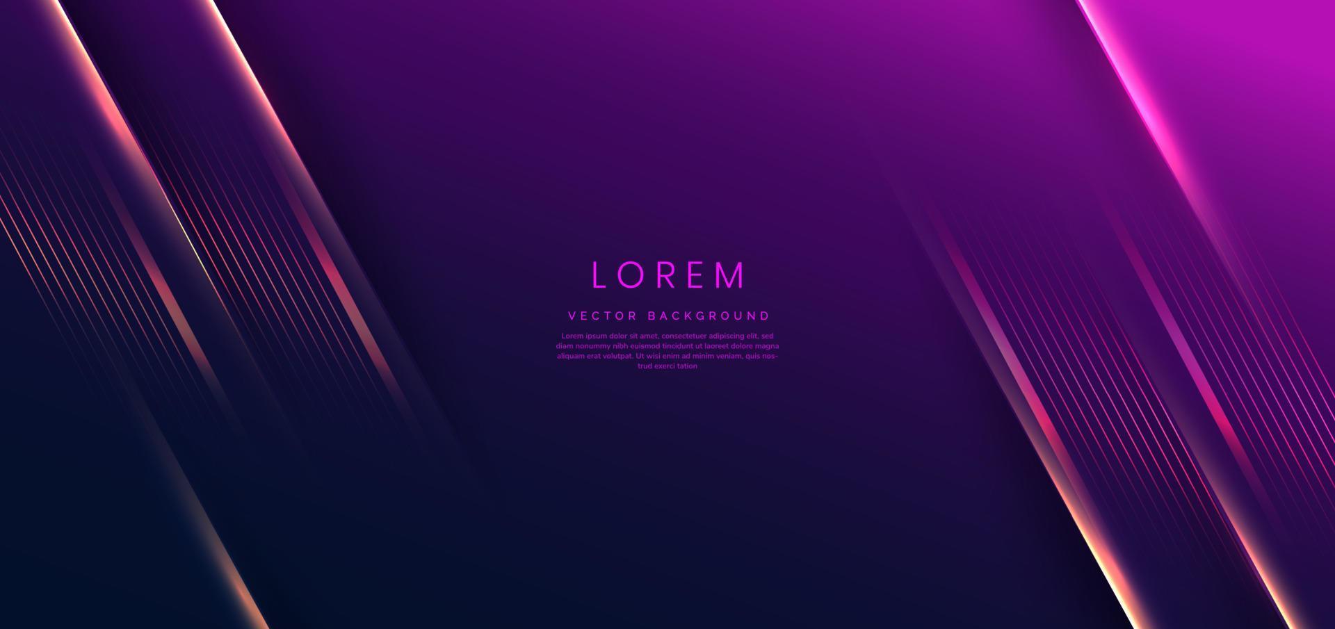 Abstract luxury golden lines diagonal overlapping on dark blue and purple background. Template premium award design. vector