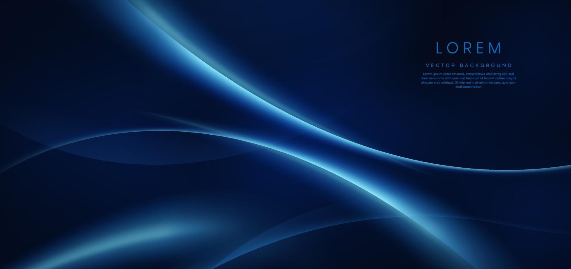 Abstract technology futuristic glowing blue curved line on dark blue background. vector