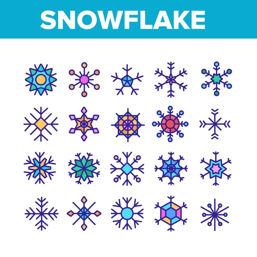 Snowflake Tracery Collection Icons Set Vector