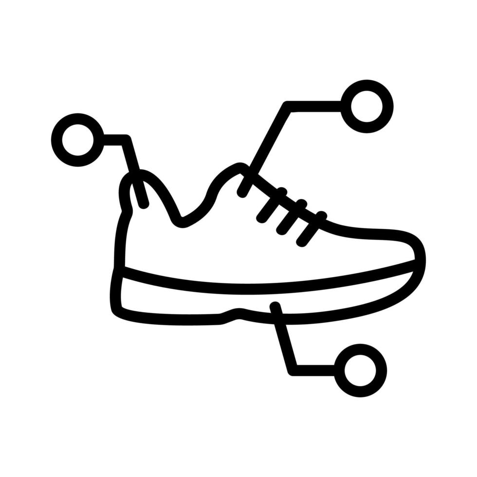 ilustración de contorno de vector de icono de zapatillas de deporte de investigación