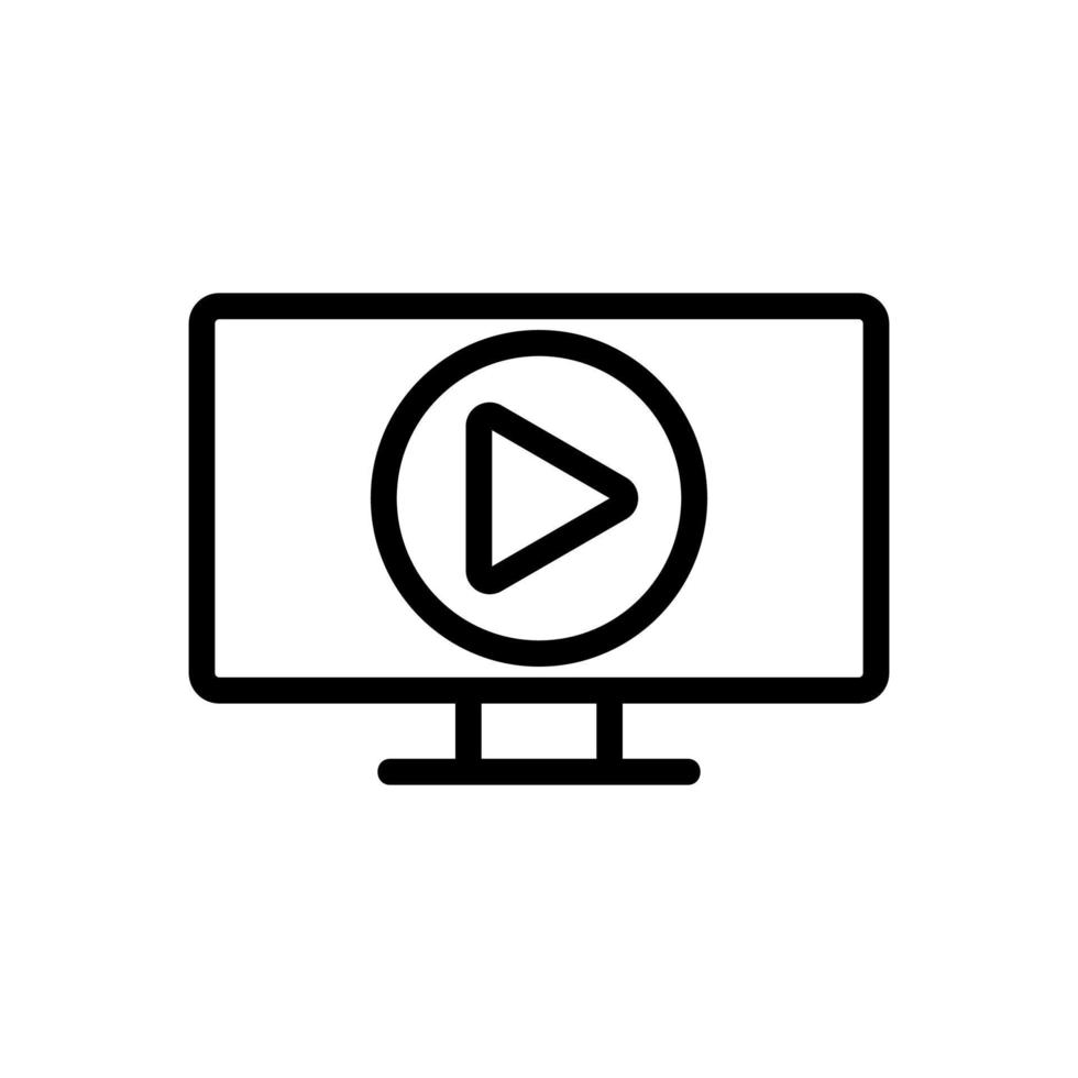 watching youtube on tv icon vector outline illustration