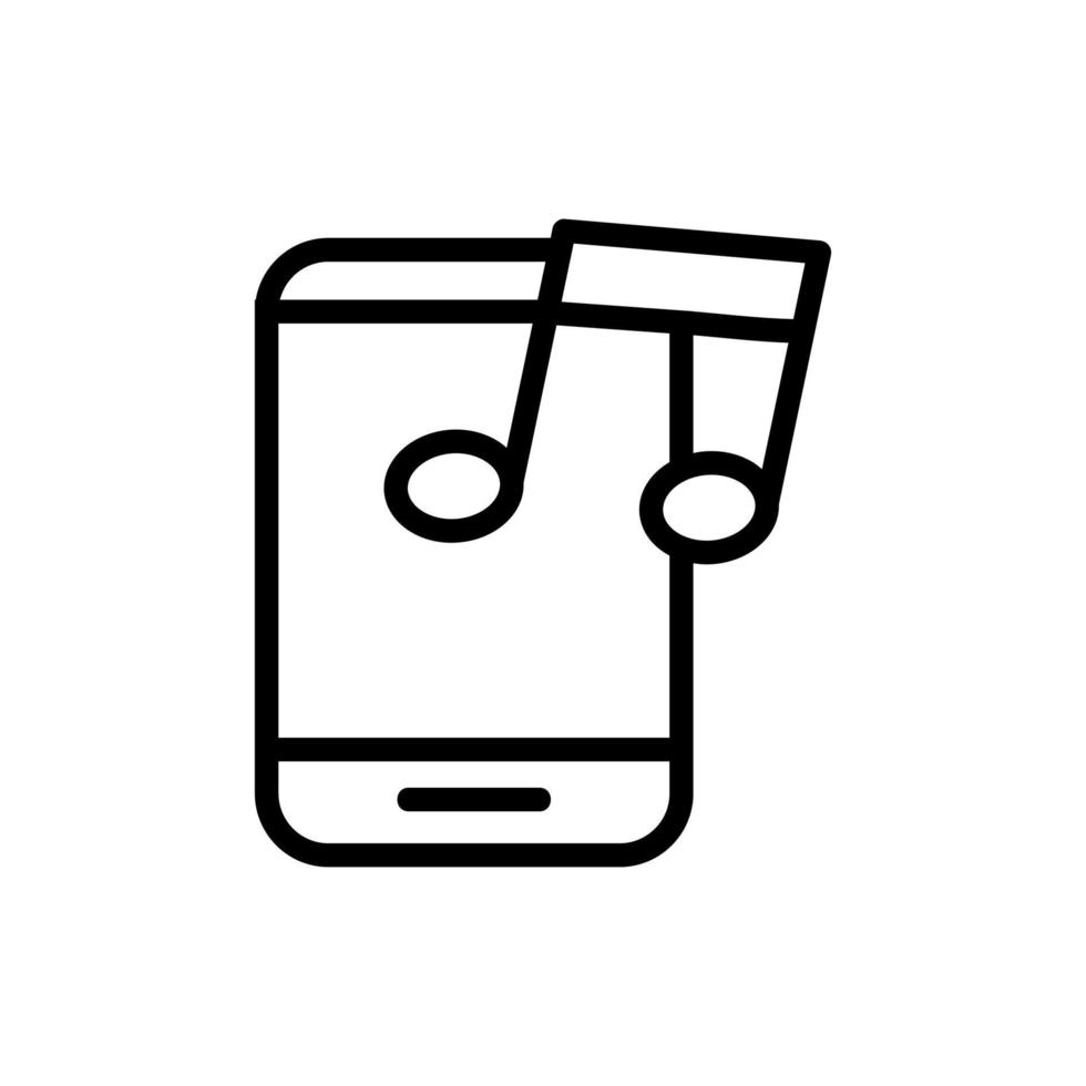 The music app in the phone icon vector. Isolated contour symbol illustration vector