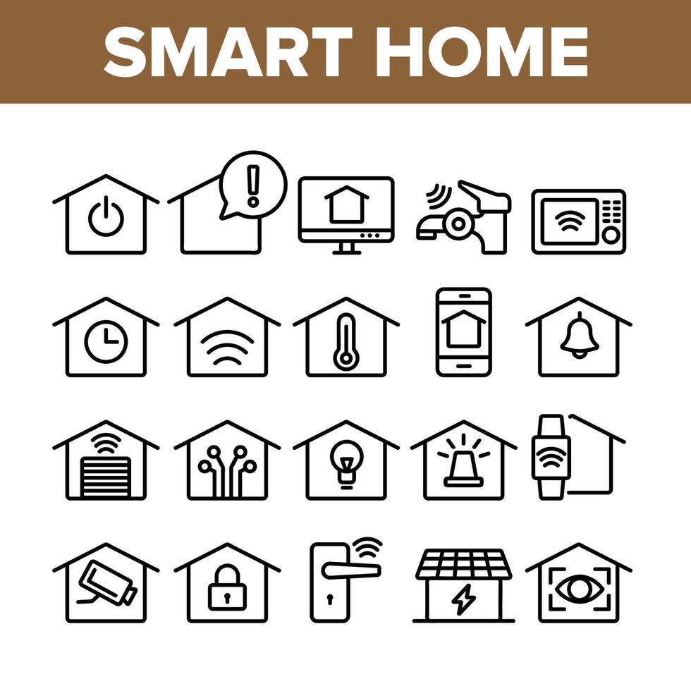 Collection Smart Home Thin Line Icons Set Vector