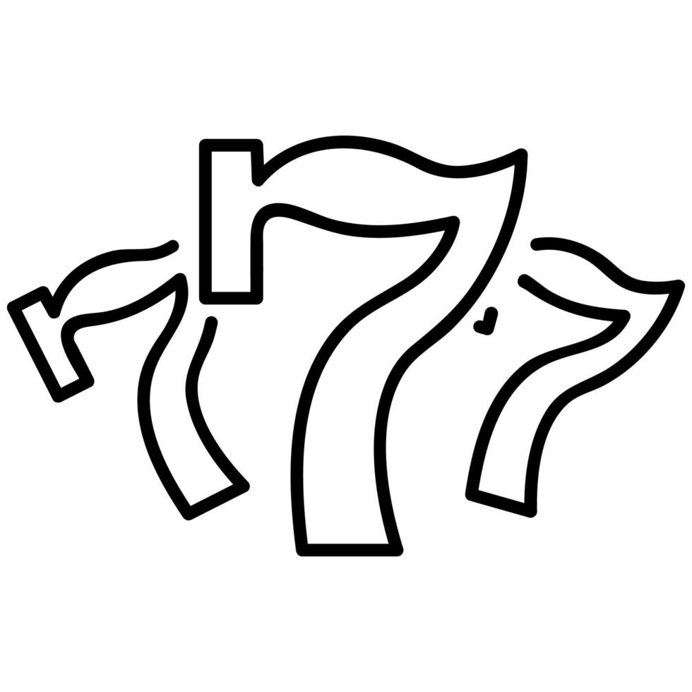 volumetric three sevens icon vector outline illustration