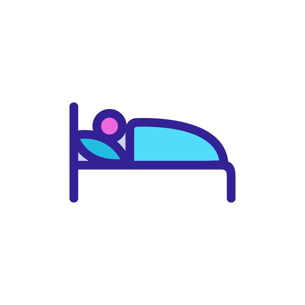 un hombre duerme en un vector de icono de cama. ilustración de símbolo de contorno aislado