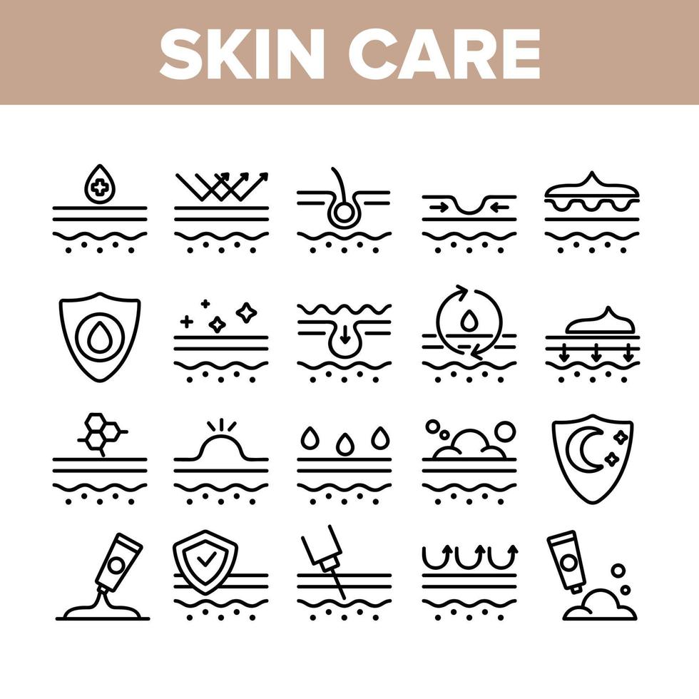 Skin Care Collection Elements Icons Set Vector