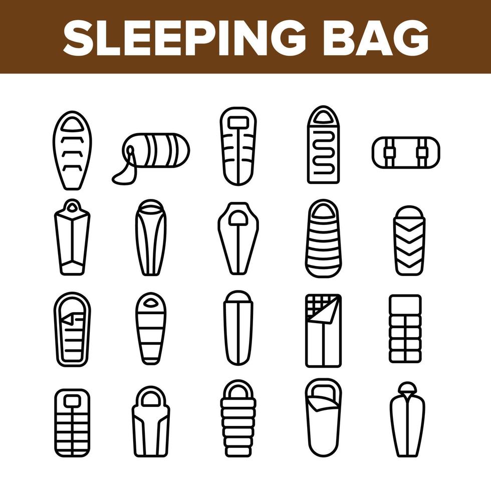 Sleeping Bag Accessory Collection Icons Set Vector