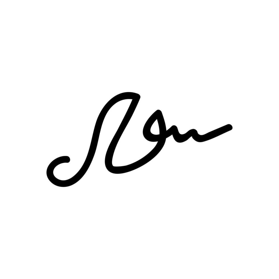 ilustración de contorno de vector de icono de firma en mayúscula