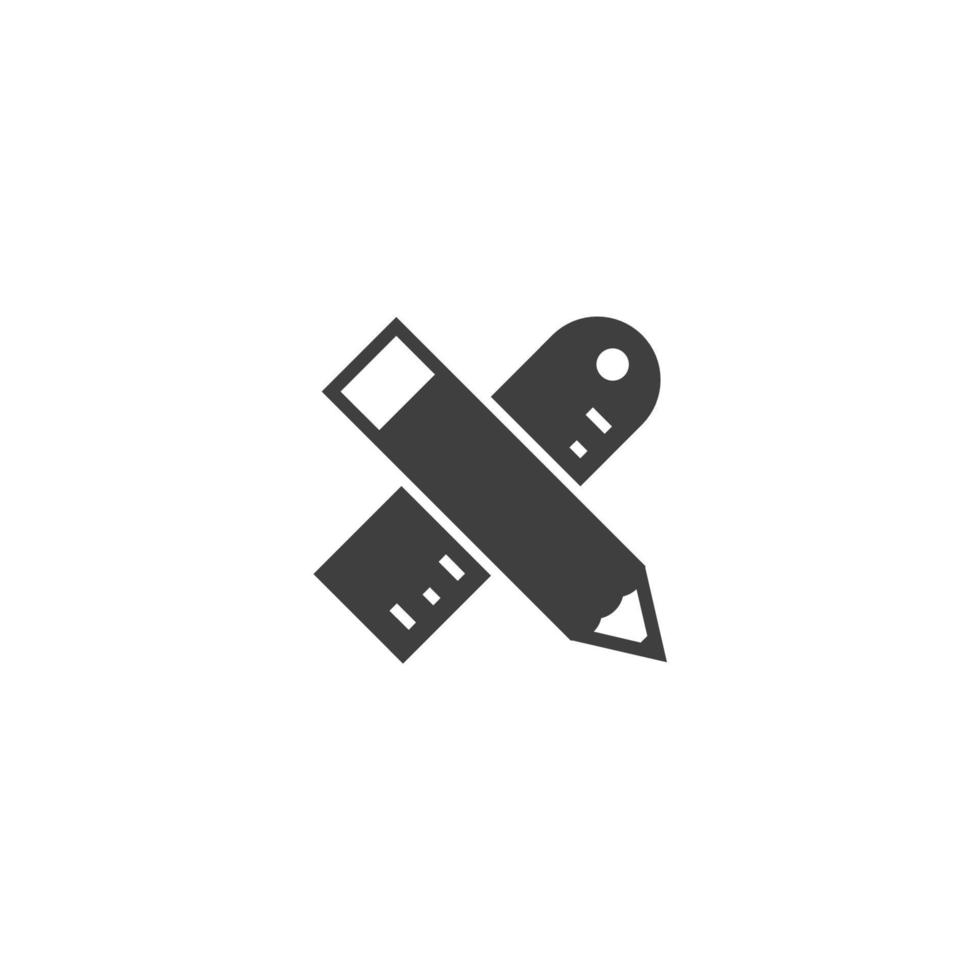 Vector sign of the Pencil and ruler symbol is isolated on a white background. Pencil and ruler icon color editable.