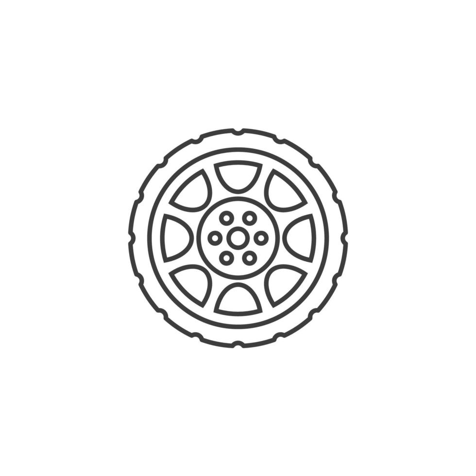 el signo vectorial del símbolo de las ruedas del coche está aislado en un fondo blanco. color de icono de ruedas de coche editable. vector