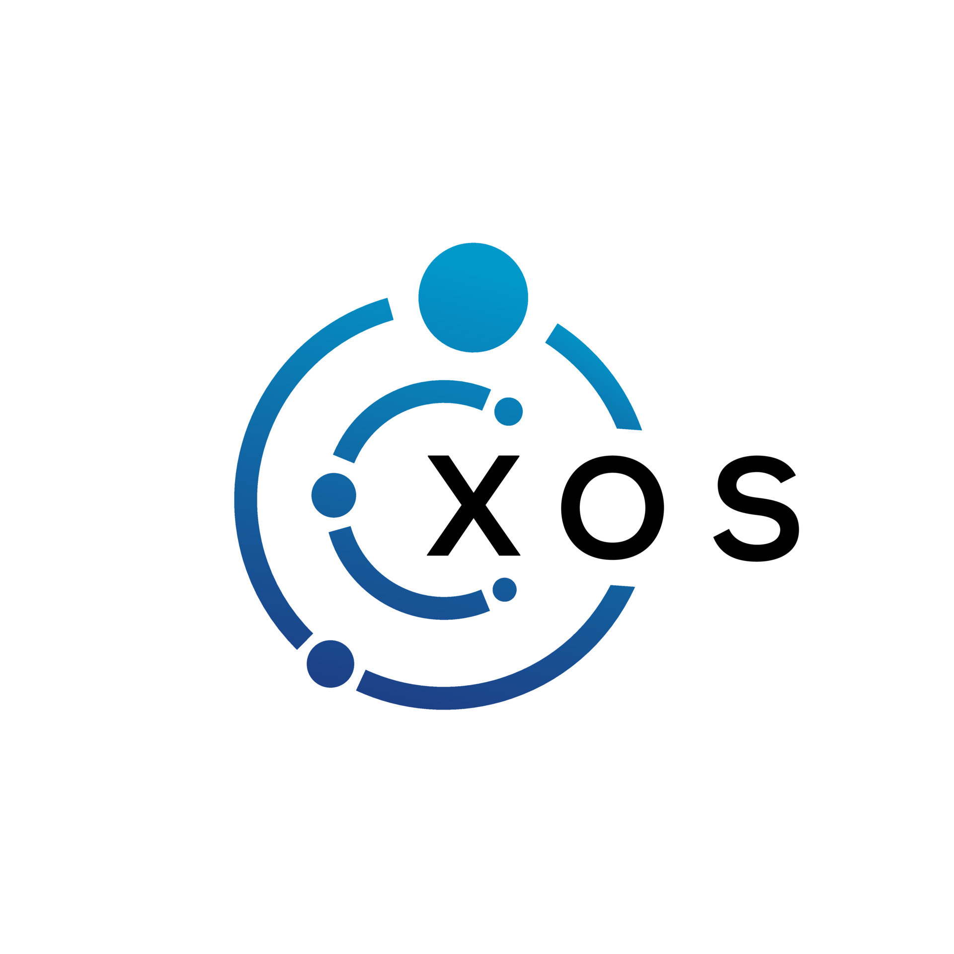 XOS letter technology logo design on white background. XOS creative