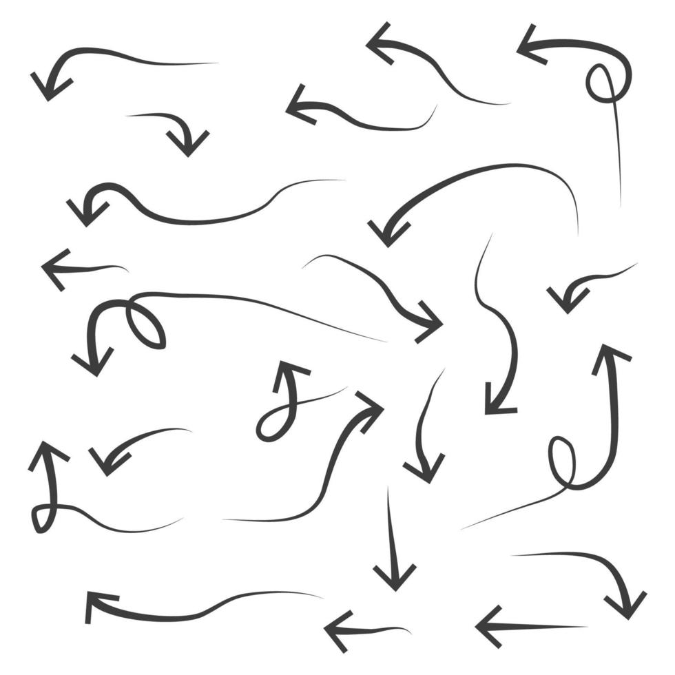 Vector sign of the black hand draw arrow symbol is isolated on a white background. black hand draw arrow icon color editable.