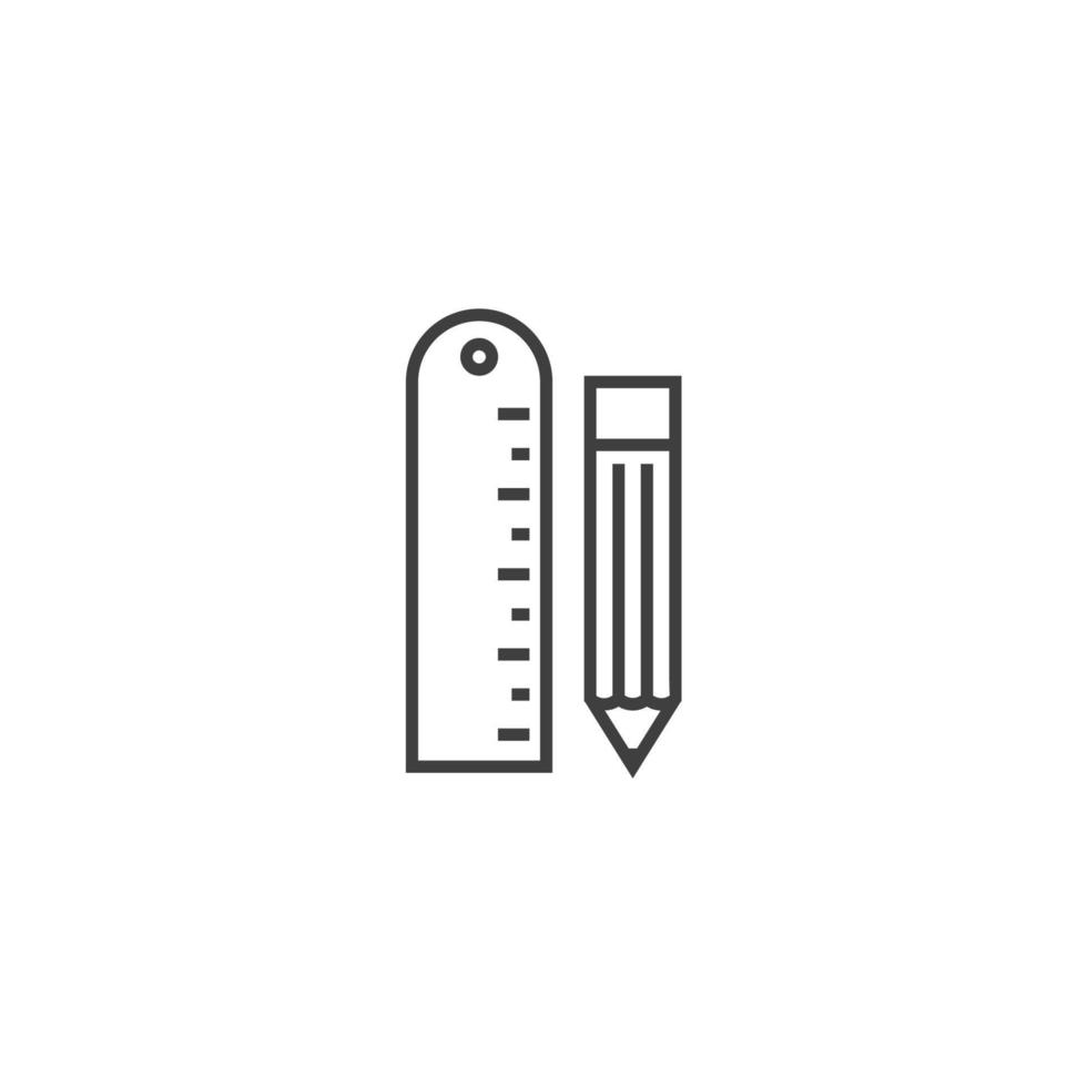 Vector sign of the Pencil and ruler symbol is isolated on a white background. Pencil and ruler icon color editable.