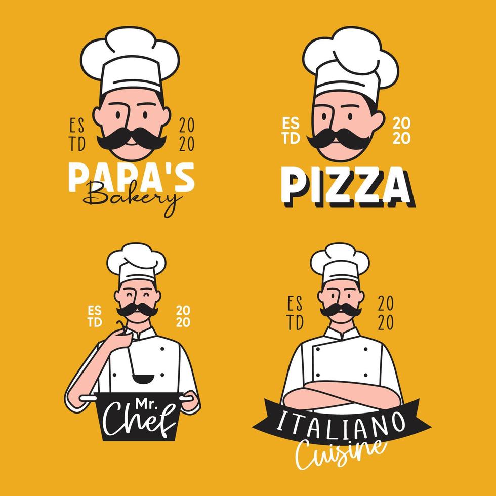 Flat Chef Logo Set vector