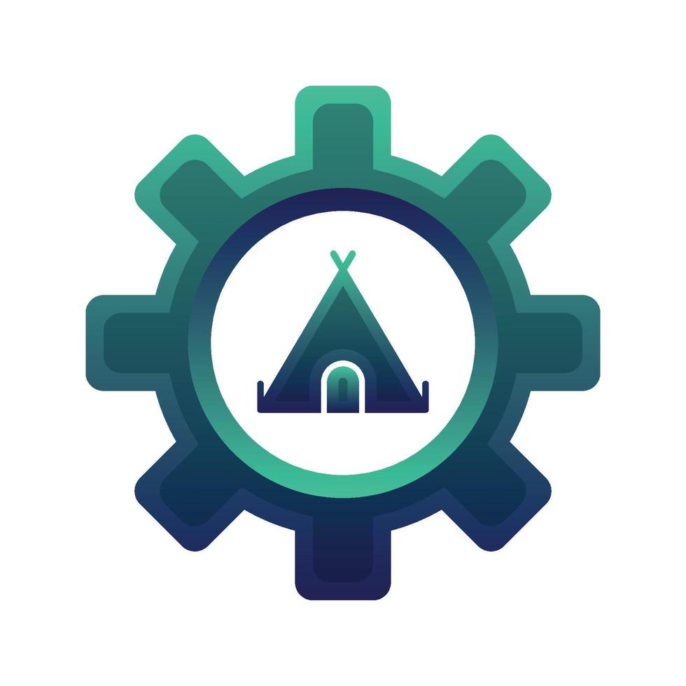 tent gear logo gradient design template icon element vector