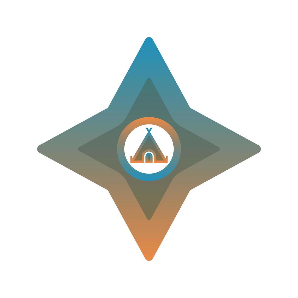 tent shuriken logo gradient design template icon element vector
