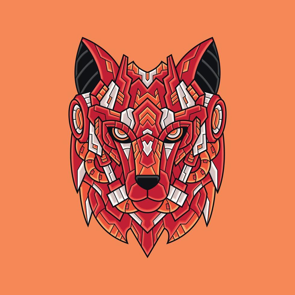 Abstract Colorful Geometric Ornament Doodle Wolf Illustration Tribal Cartoon Concept Vector. Suitable For Logo, Wallpaper, Banner, Background, Card, Book Illustration, T-Shirt Design, Sticker, Cover vector