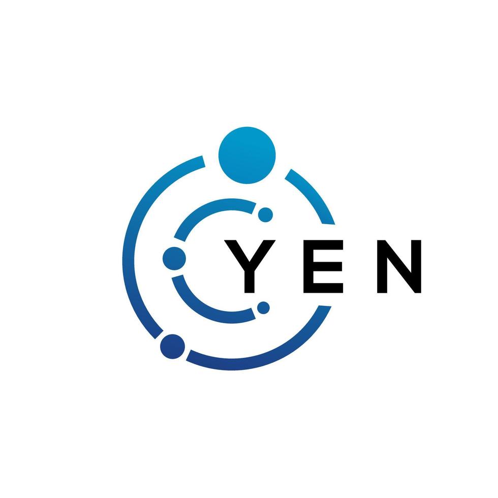 diseño de logotipo de tecnología de letra yen sobre fondo blanco. yen letras iniciales creativas concepto de logotipo. diseño de letras en yenes. vector