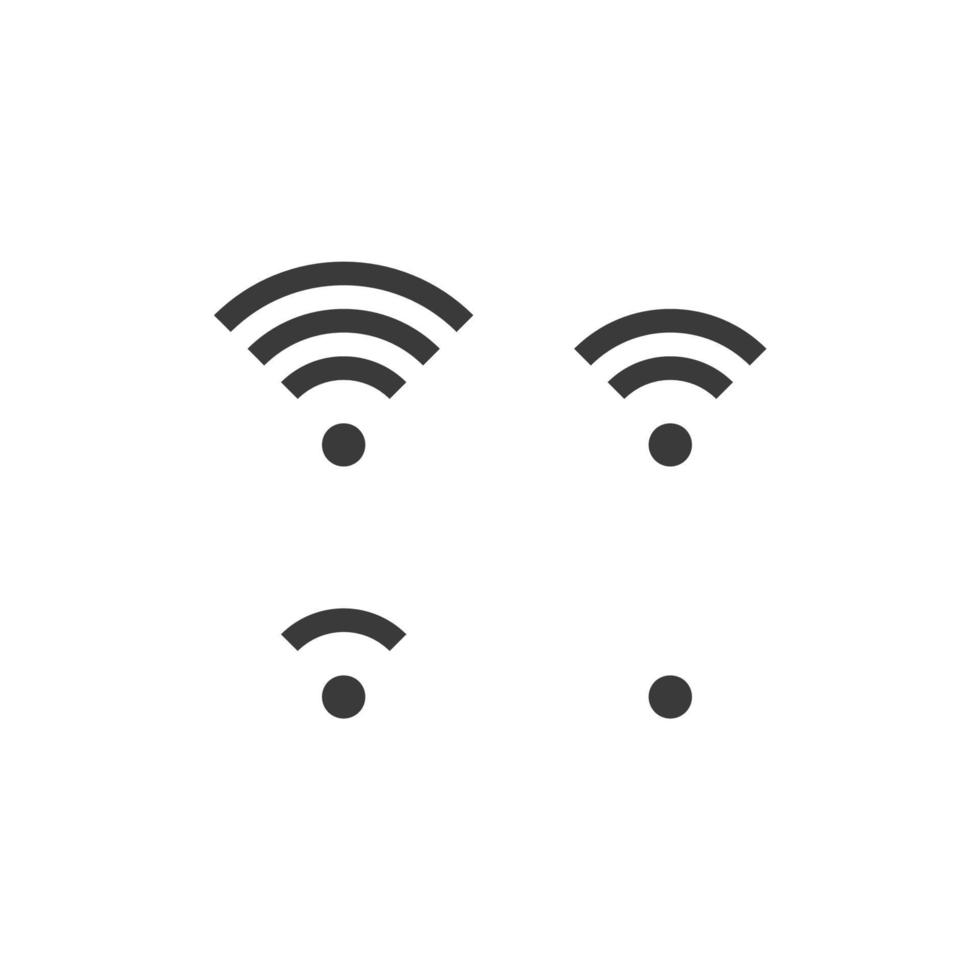 el signo vectorial del símbolo de intensidad de la señal wifi está aislado en un fondo blanco. color de icono de intensidad de señal wifi editable. vector