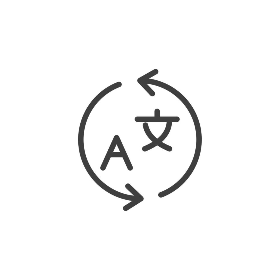 el signo vectorial del símbolo de traducción del idioma está aislado en un fondo blanco. color de icono de traducción de idioma editable. vector
