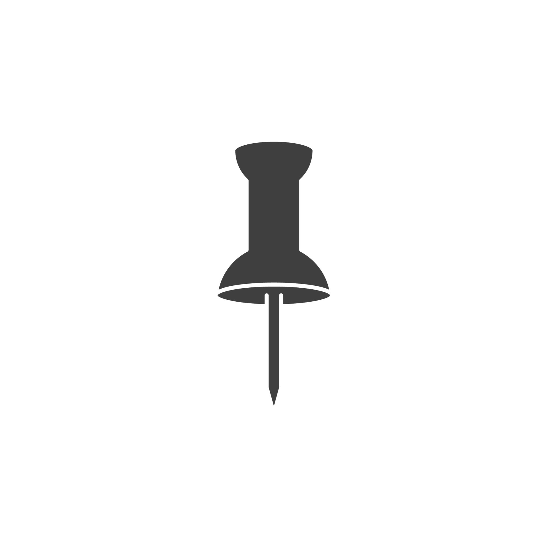 Vector sign of the Push pin symbol is isolated on a white background
