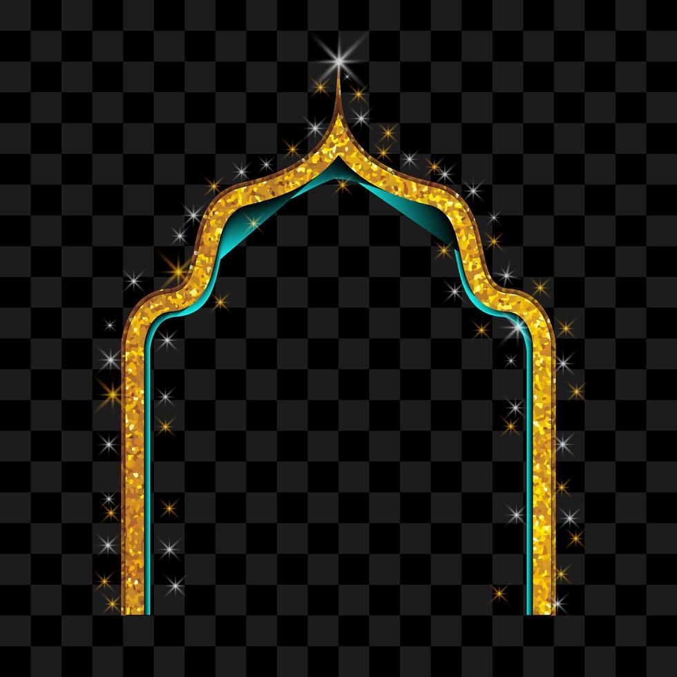 marco dorado elemento web islámico vector
