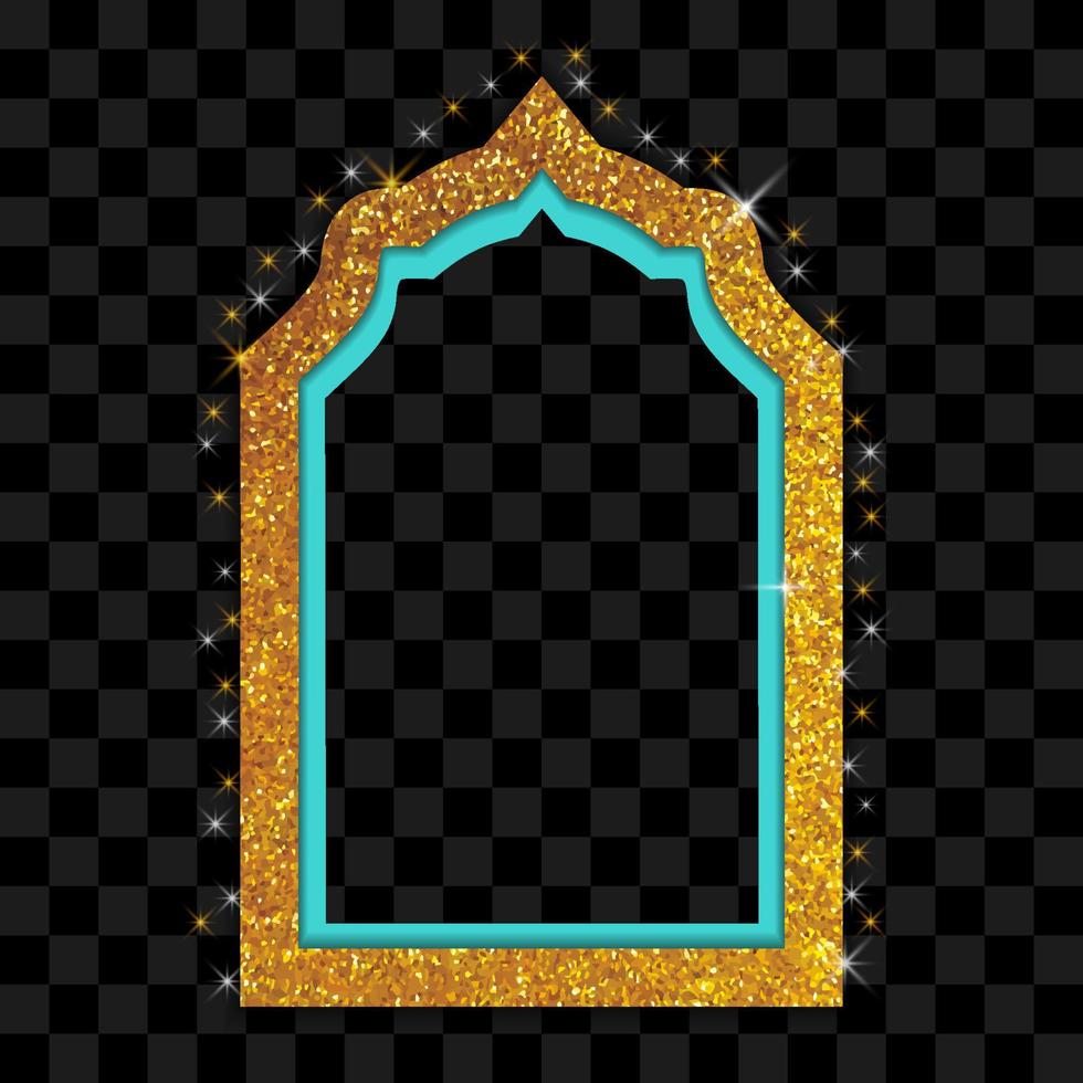 ventana de marco dorado islámico en aislado vector