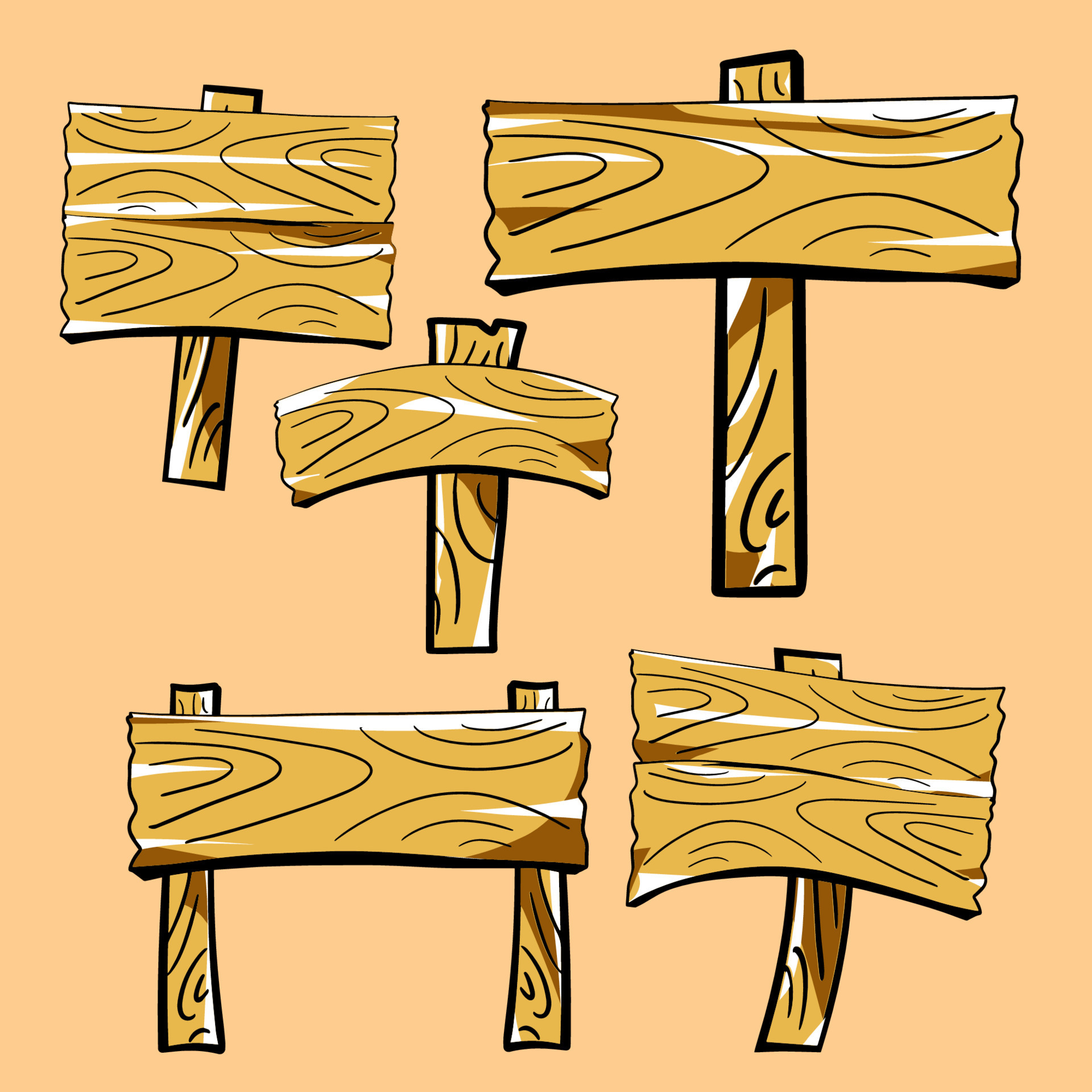 wood post sign bundle vector image 9685570 Vector Art at Vecteezy