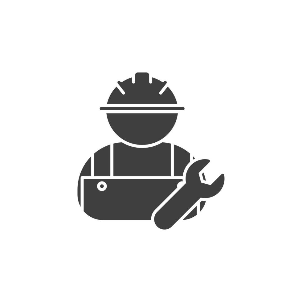 el signo vectorial del símbolo del trabajador de la construcción está aislado en un fondo blanco. color de icono de trabajador de construcción editable. vector