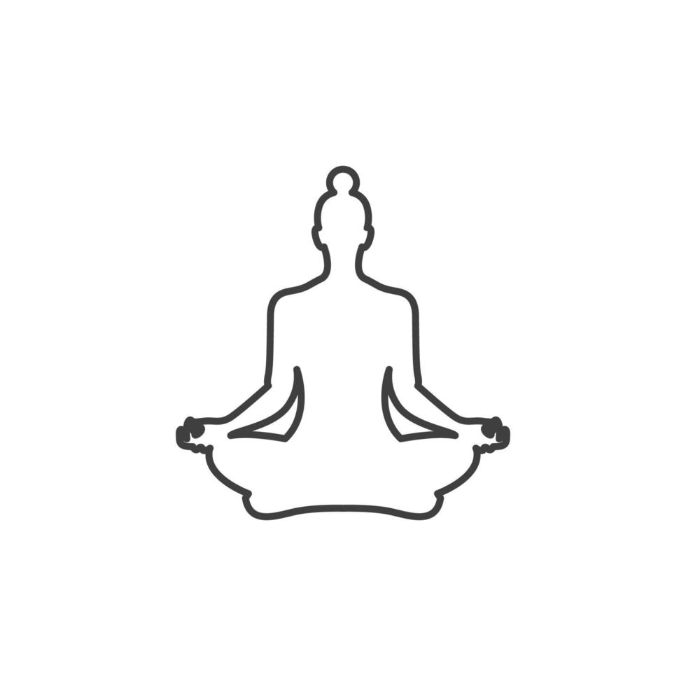 el signo vectorial del símbolo de yoga está aislado en un fondo blanco. color de icono de yoga editable. vector