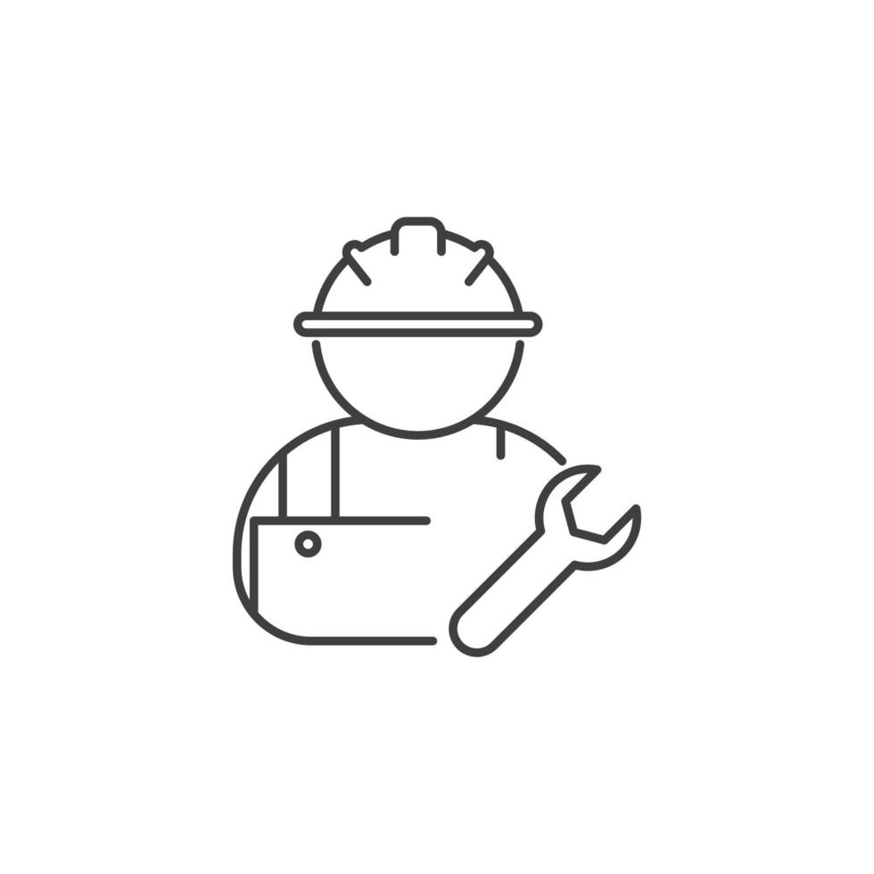 el signo vectorial del símbolo del trabajador de la construcción está aislado en un fondo blanco. color de icono de trabajador de construcción editable. vector