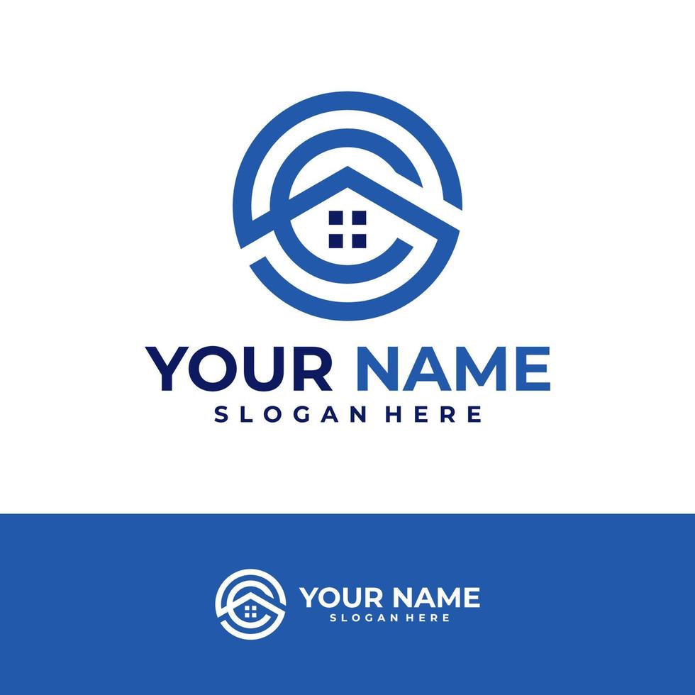 Letter SC House Logo Design Template. House logo concept vector. Creative Icon Symbol vector