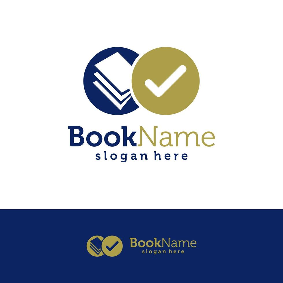 Book check Logo Design Template. Book check logo concept vector. Creative Icon Symbol vector