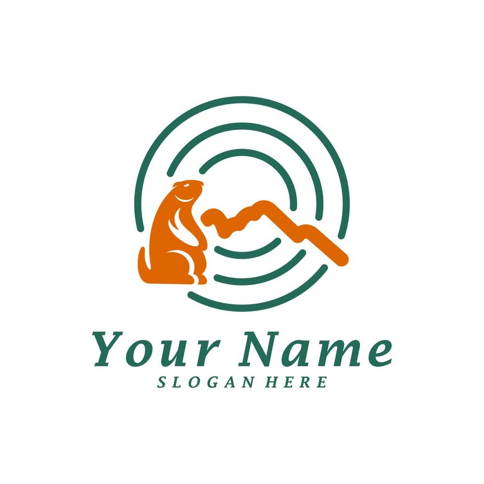 Guinea pig with Mountain Logo Design Template. Mountain with guinea pig logo concept vector. Creative Icon Symbol vector