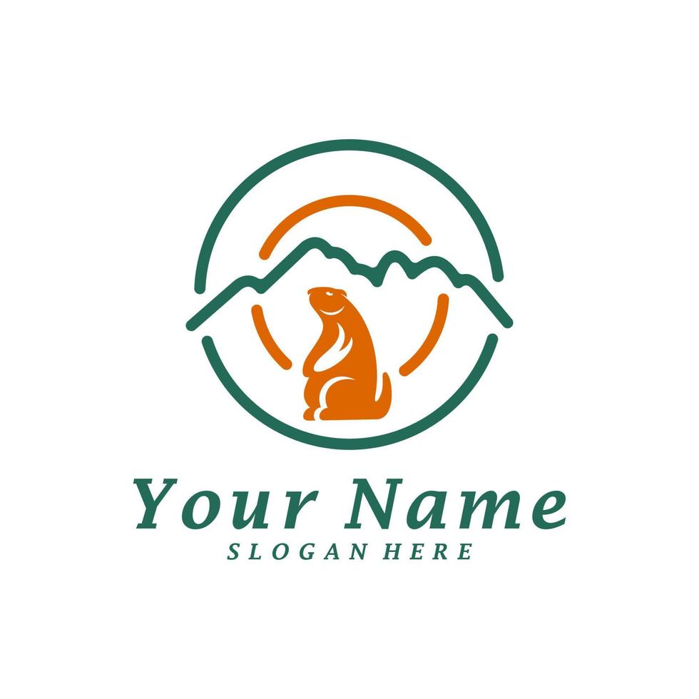 Guinea pig with Mountain Logo Design Template. Mountain with guinea pig logo concept vector. Creative Icon Symbol vector