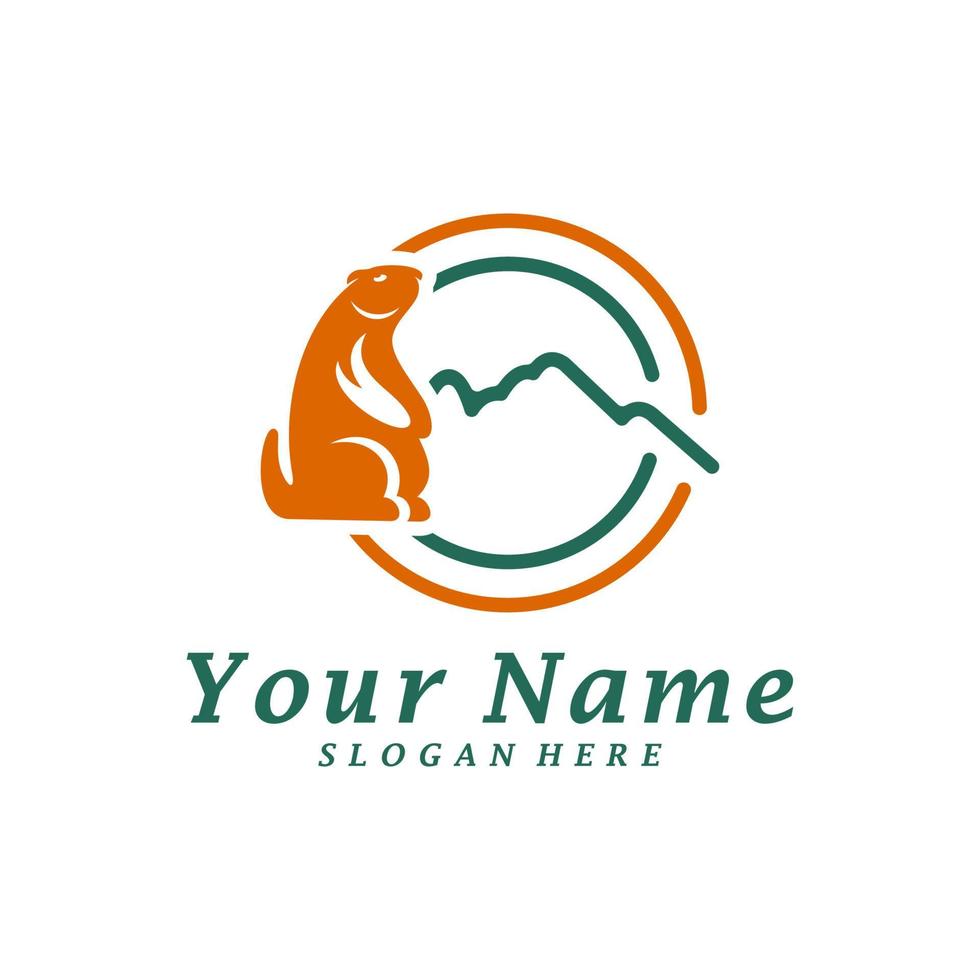 Guinea pig with Mountain Logo Design Template. Mountain with guinea pig logo concept vector. Creative Icon Symbol vector